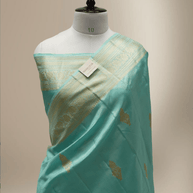 Light Sea Green Pure Kadwa Raw Mango Silk Buta Banarasi Saree
