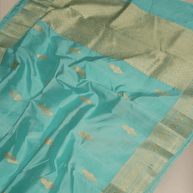 Light Sea Green Pure Kadwa Raw Mango Silk Buta Banarasi Saree