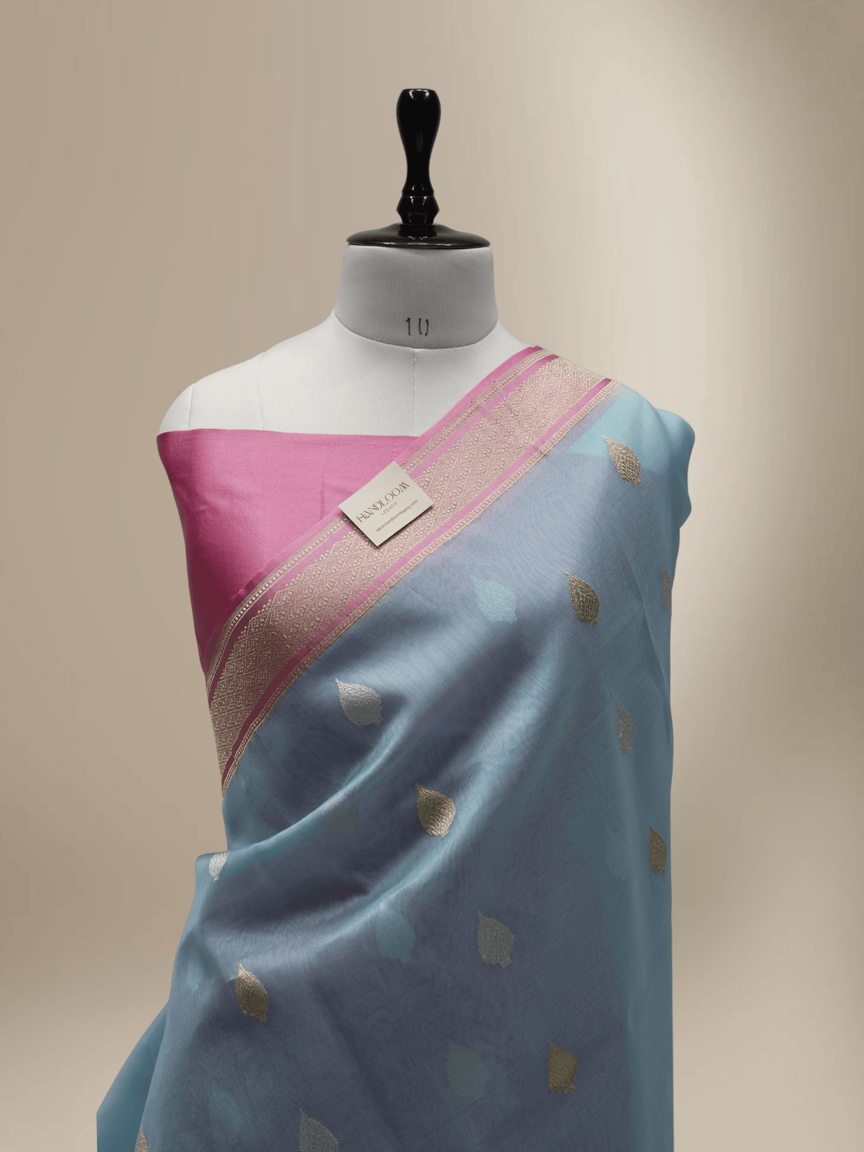 Sky Blue Pure Kora Silk Ropa Sona Kadua Motif Handloom Banarasi sarees