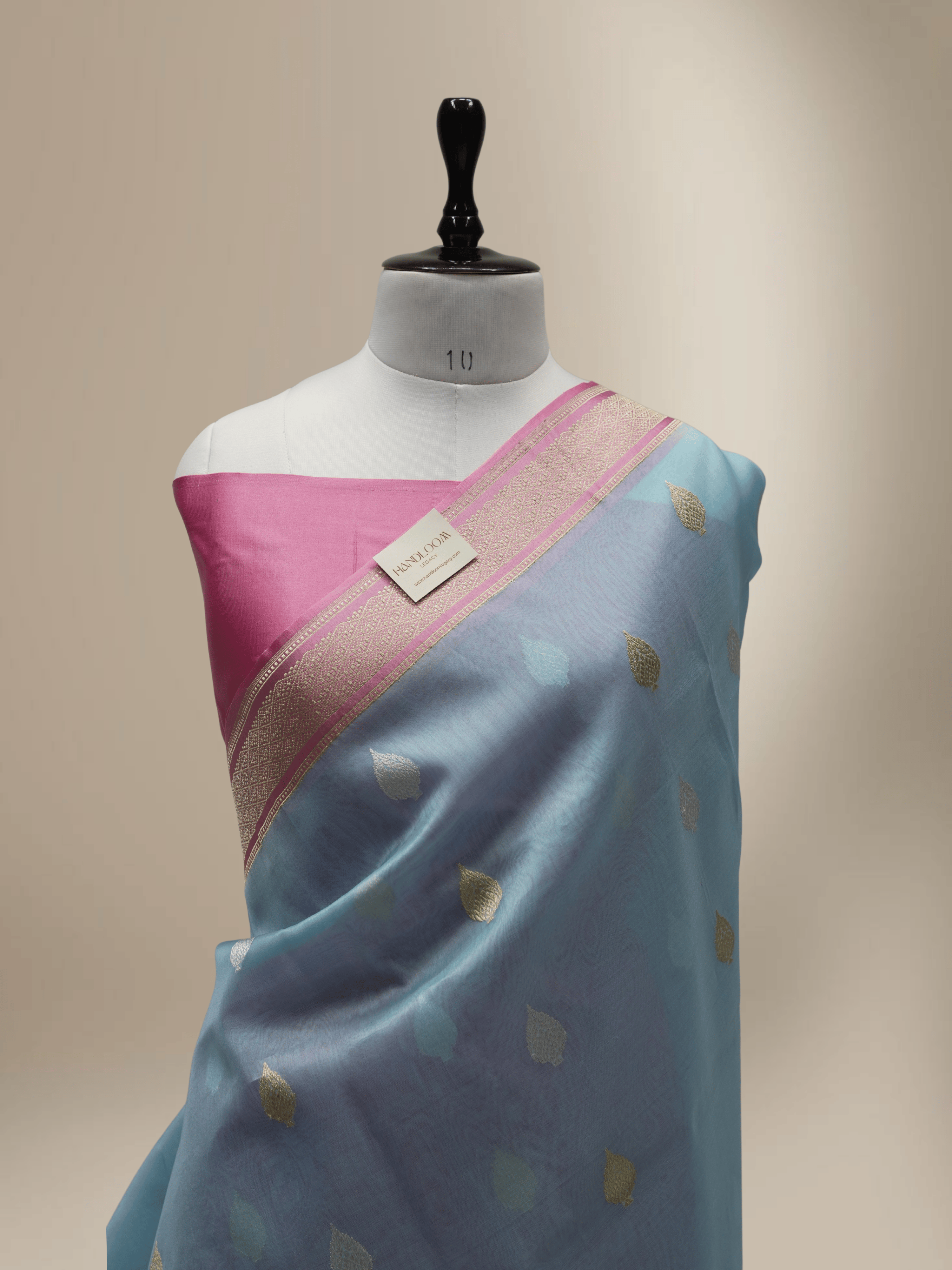 Sky Blue Pure Kora Silk Ropa Sona Kadua Motif Handloom Banarasi sarees