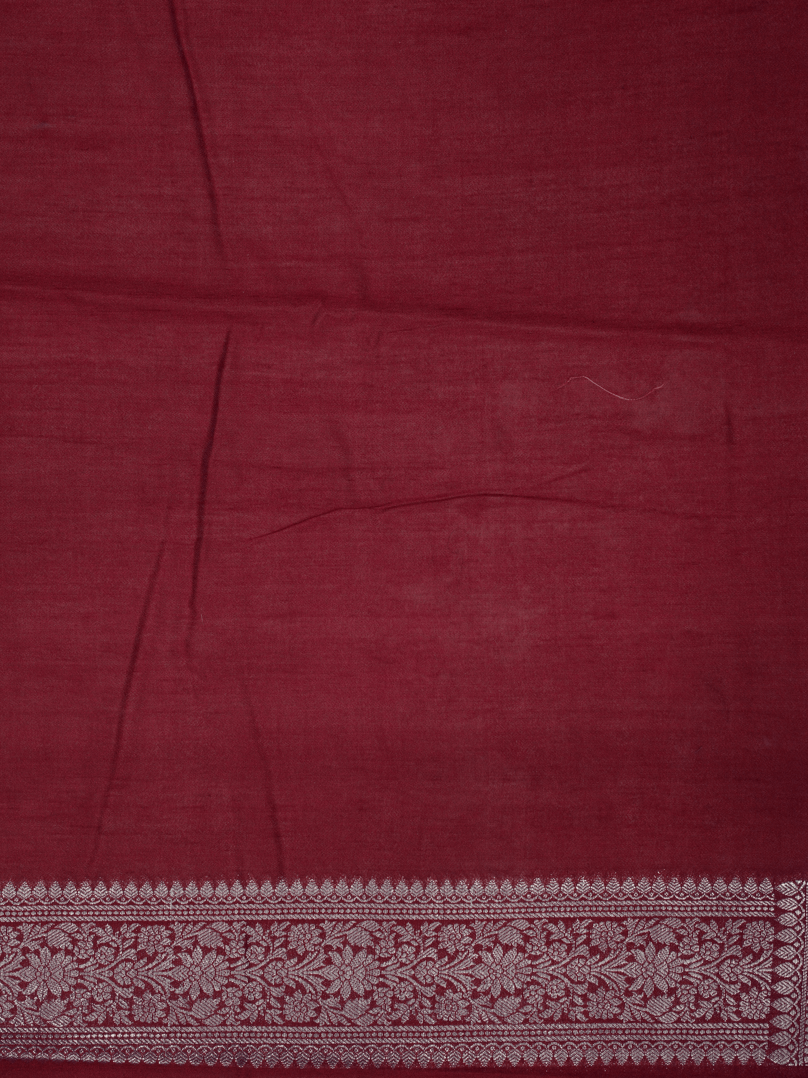 Mehroon Red Georgette Silver  Lining Banarasi Sarees