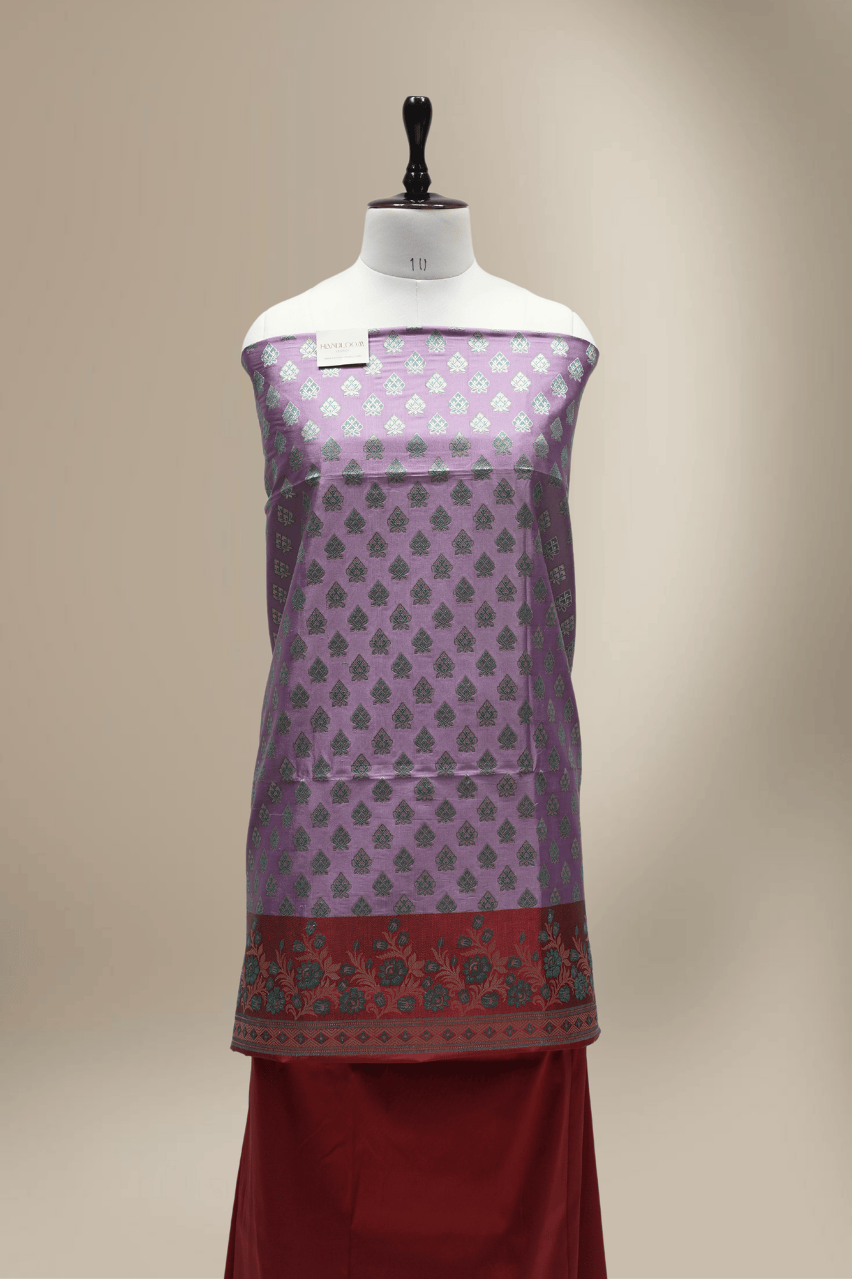 Banarasi Fancy Silk Suit with Zari Motif with Contrast Banarasi Dupatta - Red