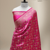 Pink Short Colour Pure Katan Silk Banarasi Sarees With Silver Mina