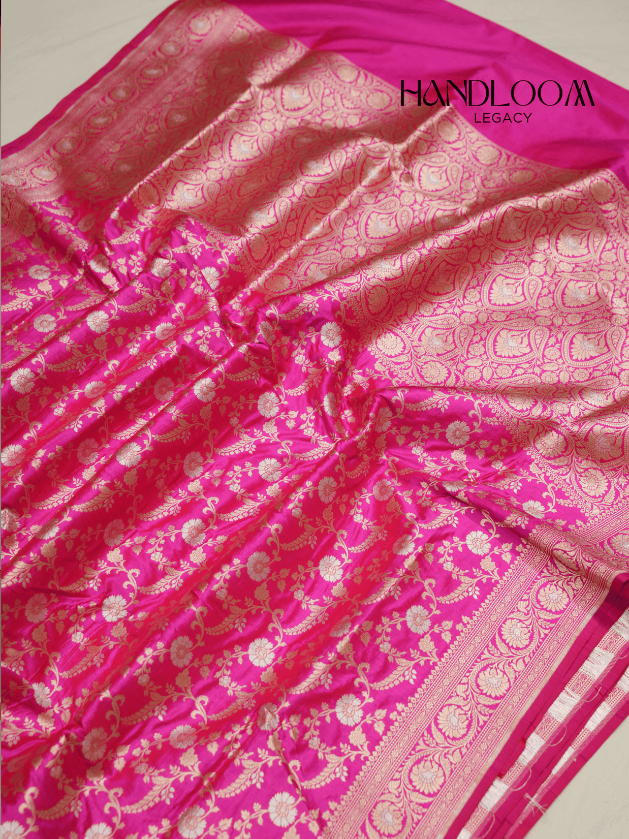 Pink Short Colour Pure Katan Silk Banarasi Sarees With Silver Mina