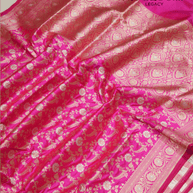 Pink Short Colour Pure Katan Silk Banarasi Sarees With Silver Mina