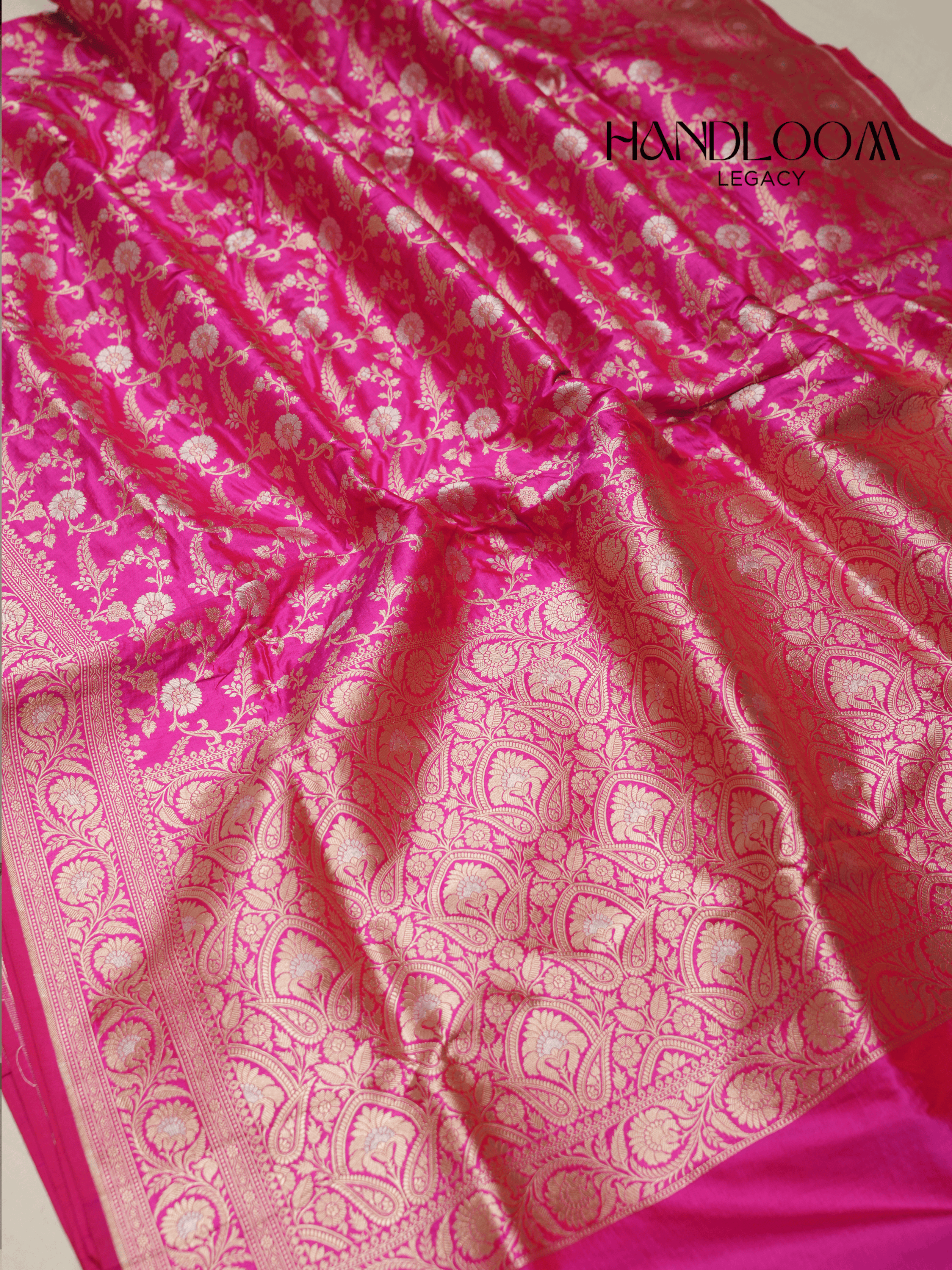 Pink Short Colour Pure Katan Silk Banarasi Sarees With Silver Mina
