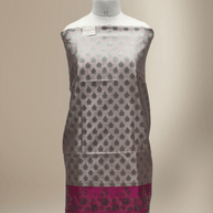 Banarasi Fancy Silk Suit with Zari Motif with Contrast Banarasi Dupatta - Rani