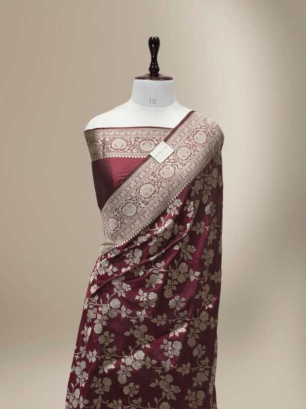 Pure Katan Silk Zari Motif Banarasi Saree - Royal Red