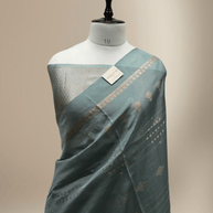 Gray Katan Silk Saree With Water Gold zari Fancy Sarees