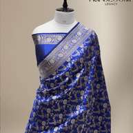 Royal Blue Colour Pure Katan Silk Banarasi Sarees With Silver Mina
