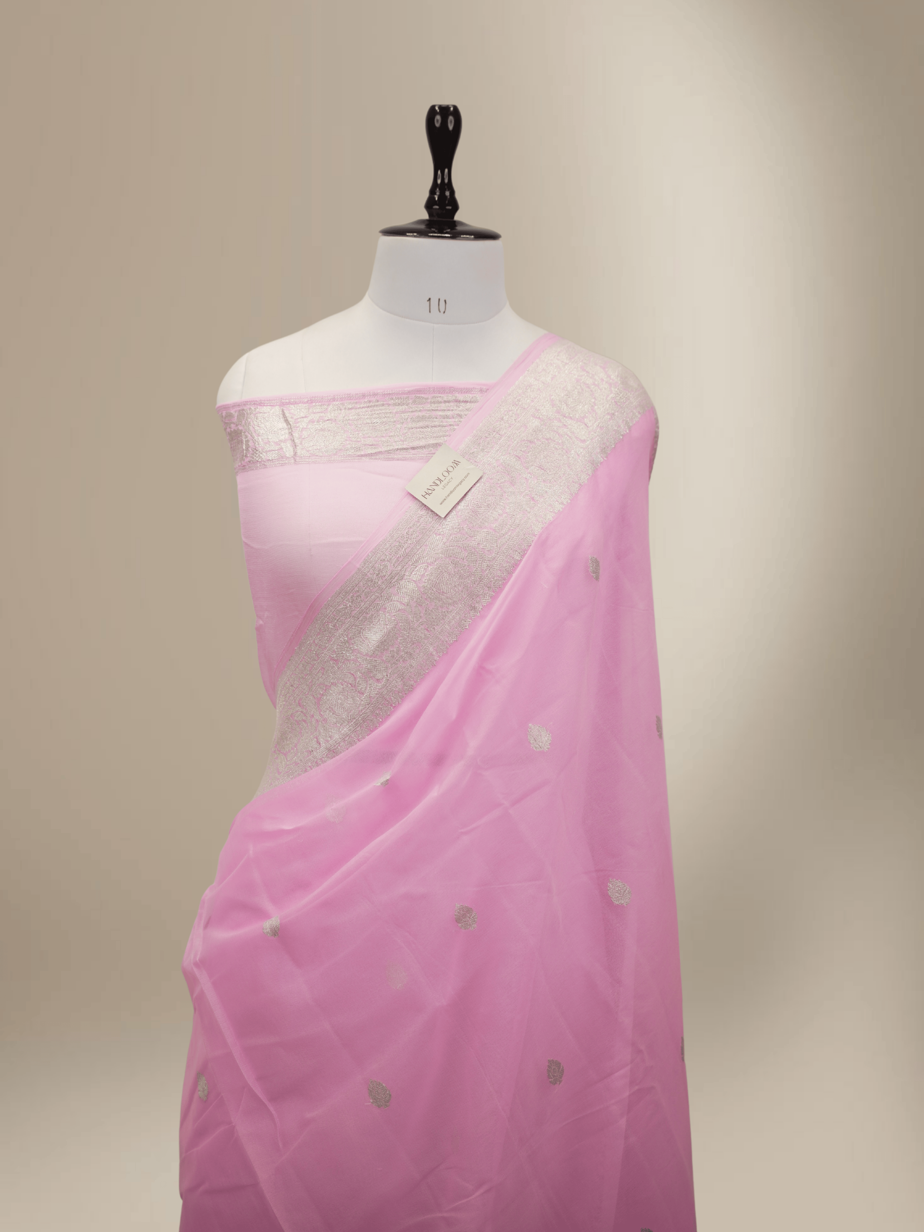 Pure Georgette kadua Banarasi Handloom Saree - Baby Pink