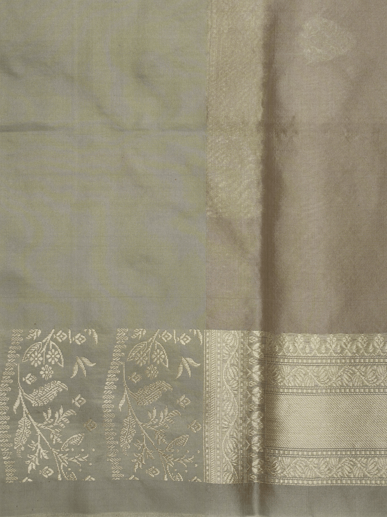 Beige Pure Kora Silk Ropa Sona Kadua Motif Handloom Banarasi sarees