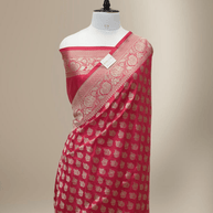Pure Katan Silk Zari Motif Banarasi Saree - Red