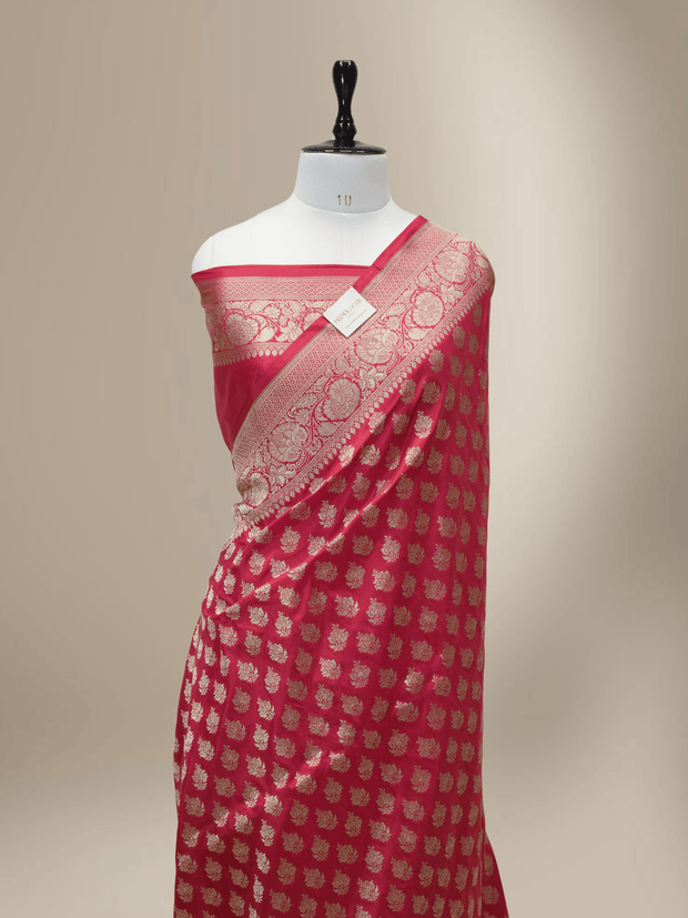 Pure Katan Silk Zari Motif Banarasi Saree - Red