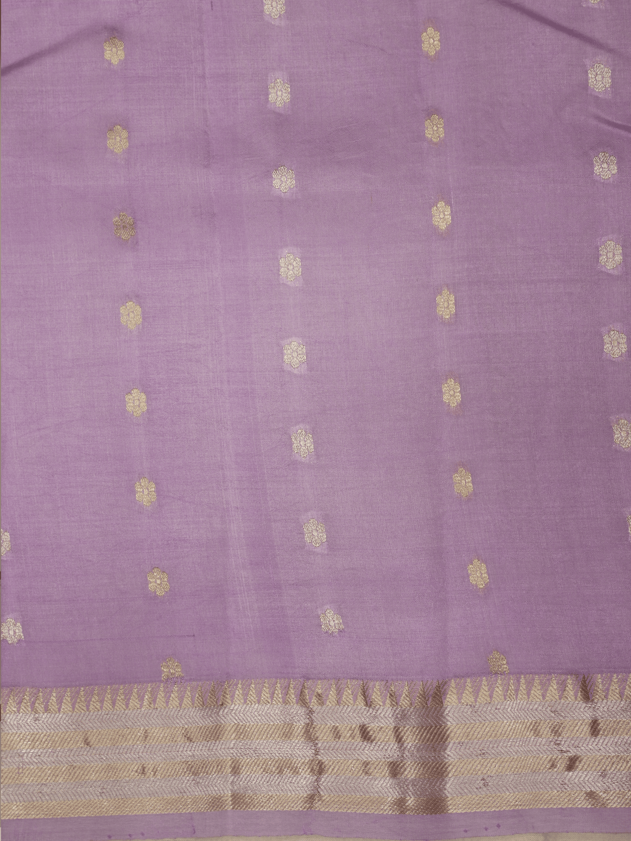 Lavender Colour Pure Kadwa Raw Mango Silk Banarasi Saree with silver & gold zari