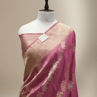 Royal Pink Pure Tissue Silk Ropa Sona Kadiyal Jaal Handloom Banarasi sarees