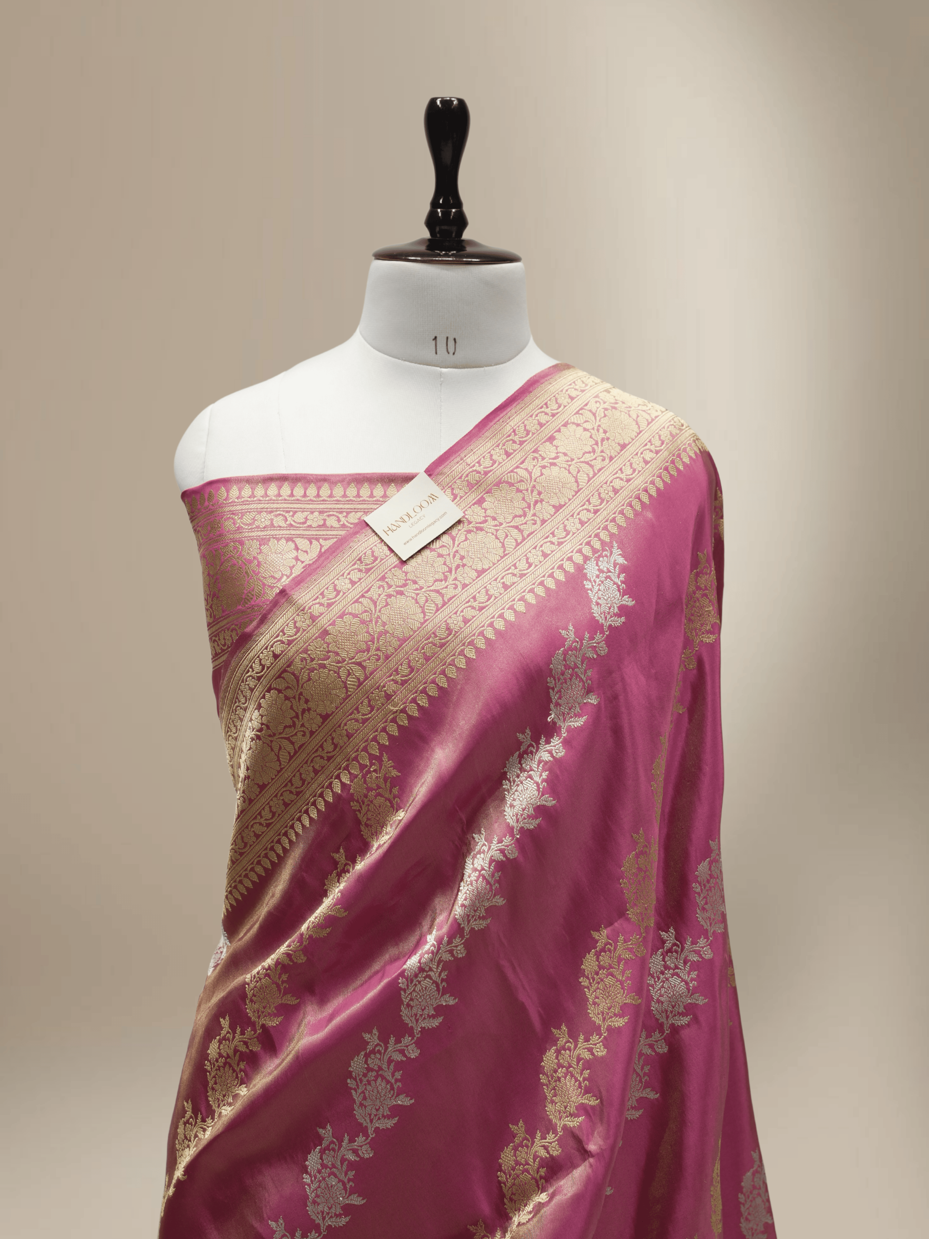 Royal Pink Pure Tissue Silk Ropa Sona Kadiyal Jaal Handloom Banarasi sarees
