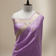 Lavender Colour Pure Kadwa Raw Mango Silk Banarasi Saree with silver & gold zari