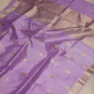Lavender Colour Pure Kadwa Raw Mango Silk Banarasi Saree with silver & gold zari