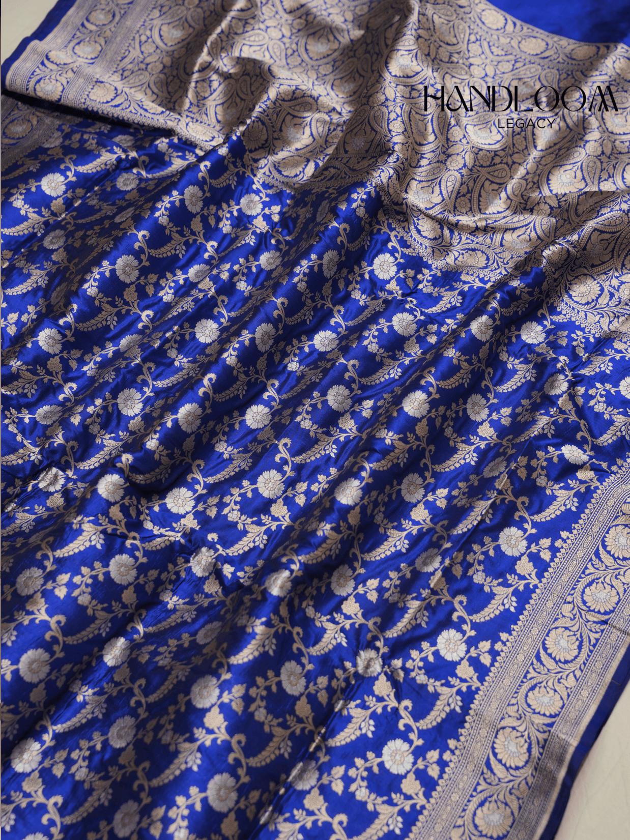 Royal Blue Colour Pure Katan Silk Banarasi Sarees With Silver Mina