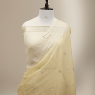 Pure Georgette kadua Banarasi Handloom Saree - Beige