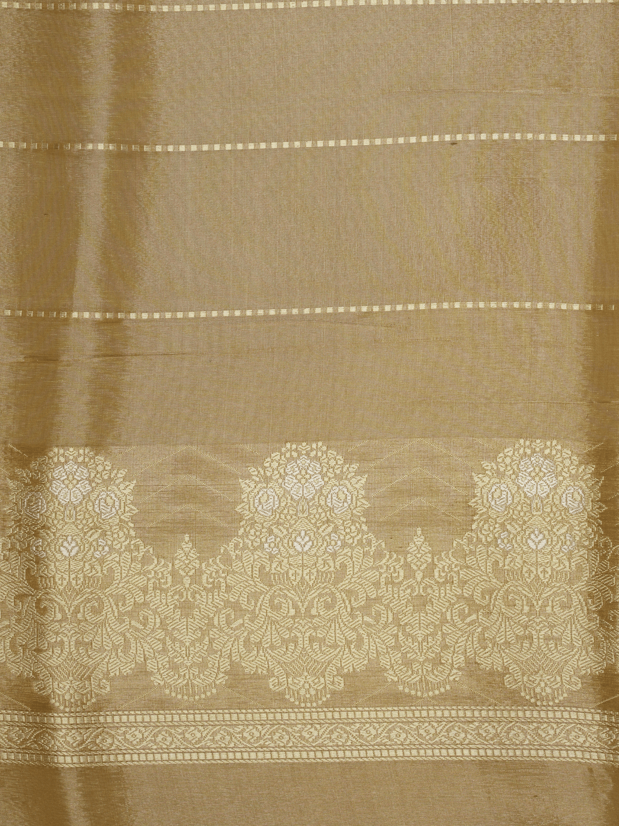 Beige Pure Tissue Silk Ropa Sona Kadiyal Booti Handloom Banarasi sarees