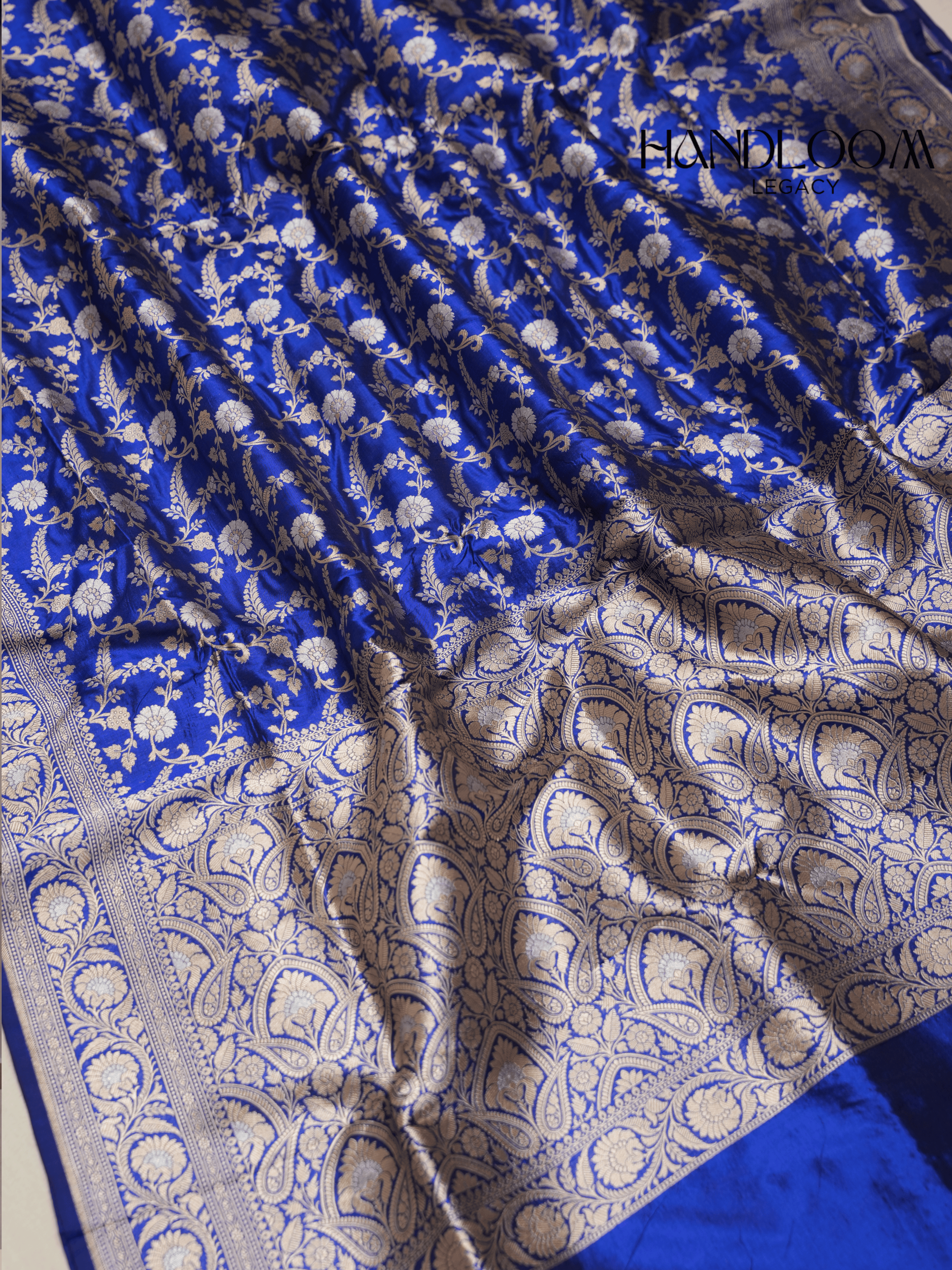 Royal Blue Colour Pure Katan Silk Banarasi Sarees With Silver Mina