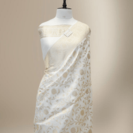 Pure Katan Silk Zari Jaal Patola Banarasi Saree - White