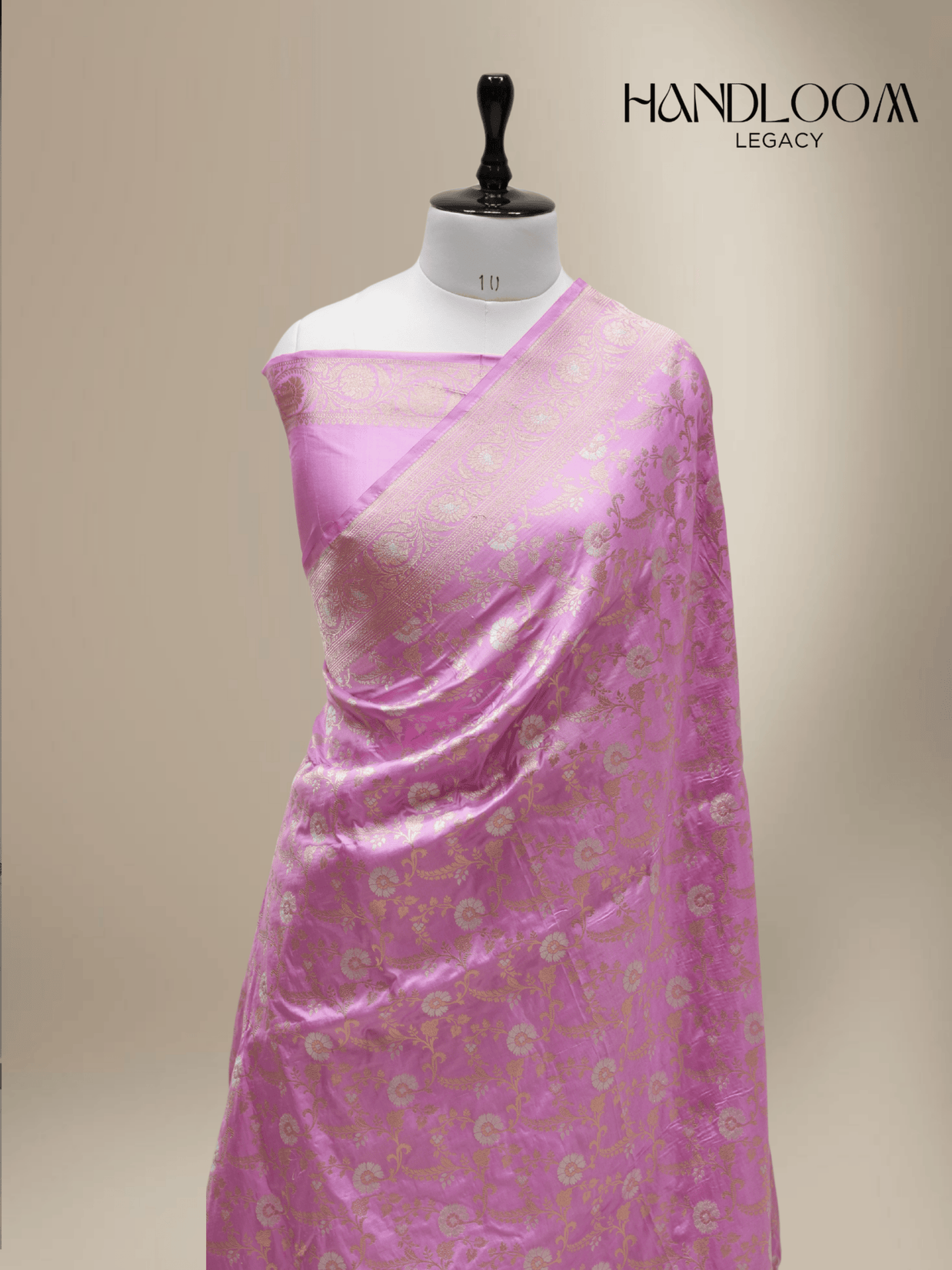 Lavender Pink Pure Katan Silk Banarasi Sarees With Silver Mina