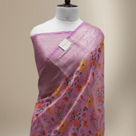 Pink Cotton Digital Print sarees