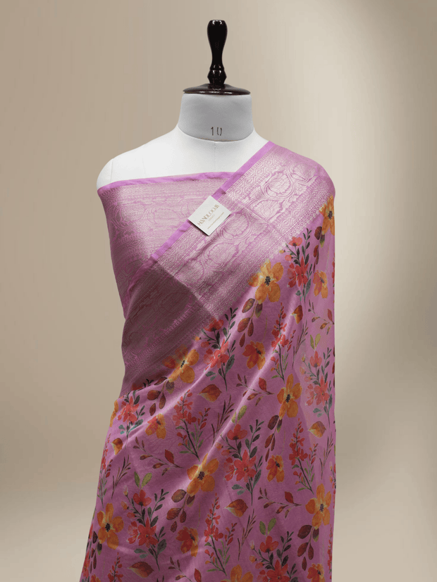 Pink Cotton Digital Print sarees