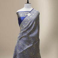 Pure Katan Silk Zari Tanchui Brocade Banarasi Saree - Royal Blue