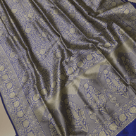 Pure Katan Silk Zari Tanchui Brocade Banarasi Saree - Royal Blue