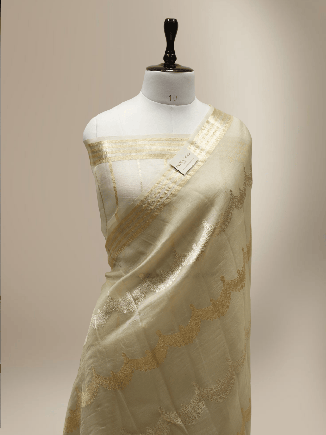 Pure Kora Silk Handloom Saree with Sona Rupa Zari in Cream colour