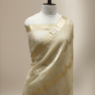 Pure Kora Silk Handloom Saree with Sona Rupa Zari in Cream colour
