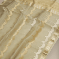 Pure Kora Silk Handloom Saree with Sona Rupa Zari in Cream colour