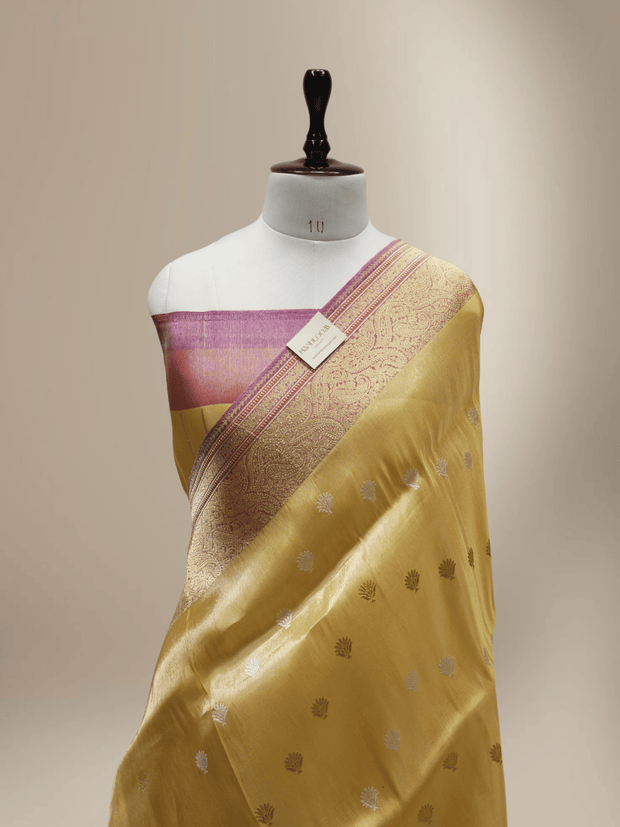 Gold Pure Tissue Silk Ropa Sona Kadiyal Booti Handloom Banarasi sarees