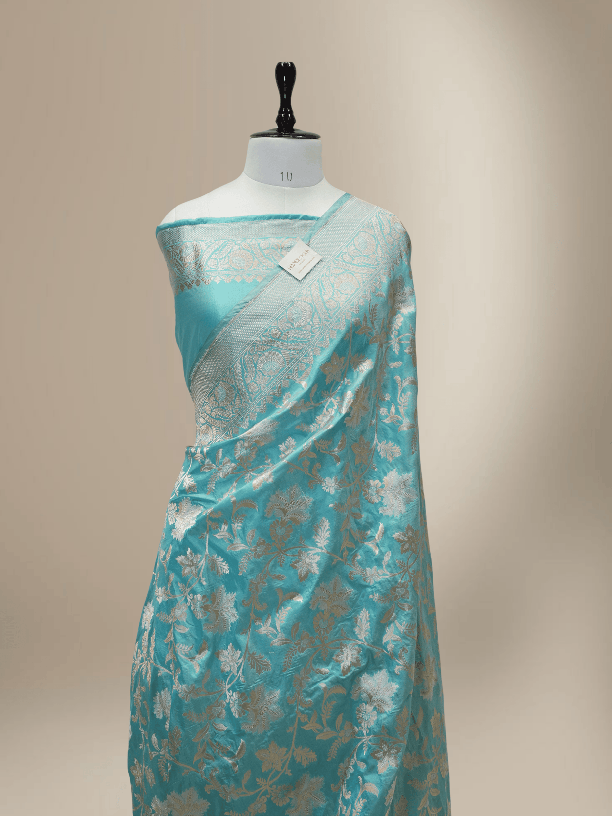 Pure Katan Silk Banarasi Sarees With Rupa Sona Mina Work - Sea Green