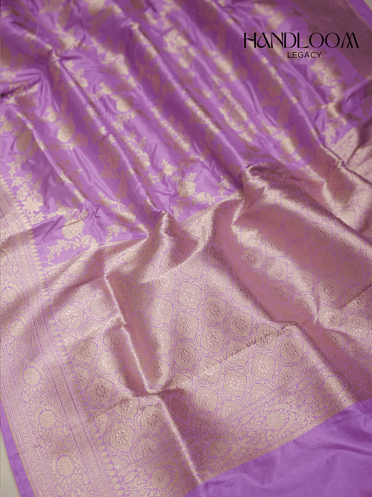 Lavender Pink Pure Katan Silk Banarasi Saree
