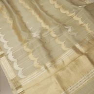 Pure Kora Silk Handloom Saree with Sona Rupa Zari in Cream colour