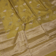 Tassar Colour Soft Katan Silk Silver Gold Booti in Rich Look with Tissue Blouse