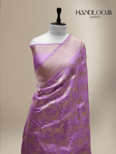 Lavender Pink Pure Katan Silk Banarasi Saree