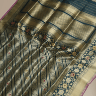 Green Pure Katan Silk Jangla Mina kadiyal Jaal Motilf Handloom Banarasi Sarees