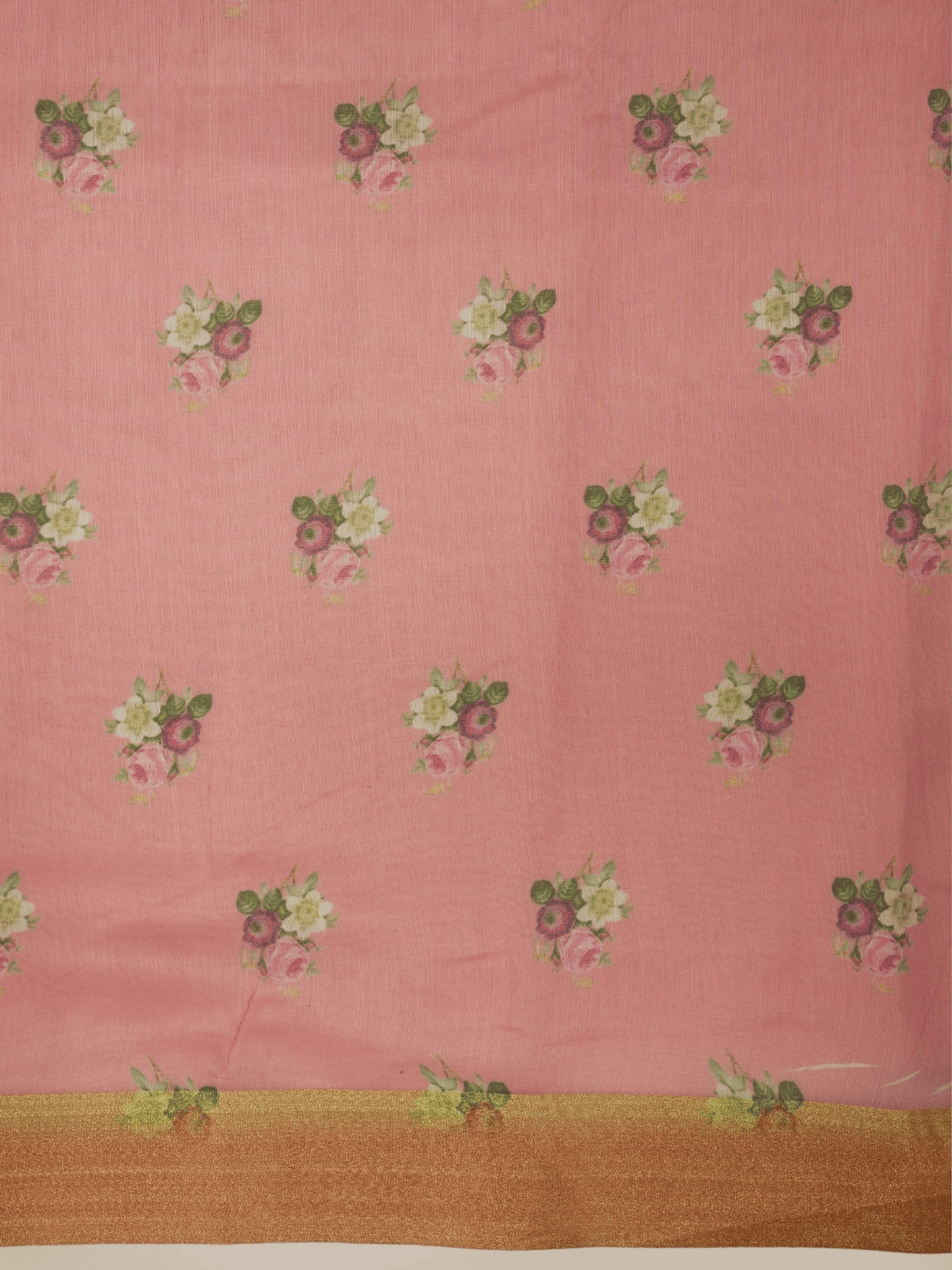 Pink Colour Cotton Digital Print sarees with Skirt Chikankaari work