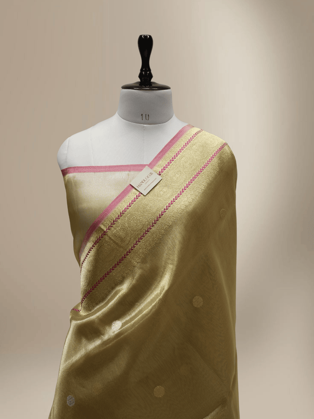 Gold Pure Tissue Silk Ropa Sona Kadiyal Booti Handloom Banarasi sarees