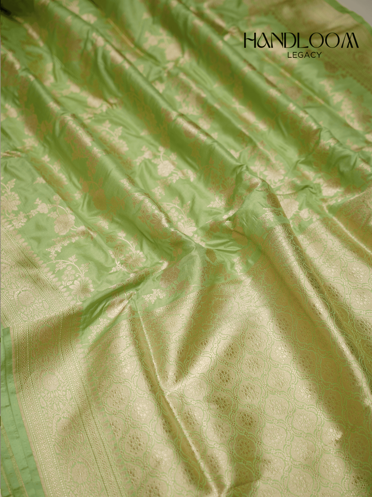 Mehendi Green Pure Katan Silk Banarasi Saree