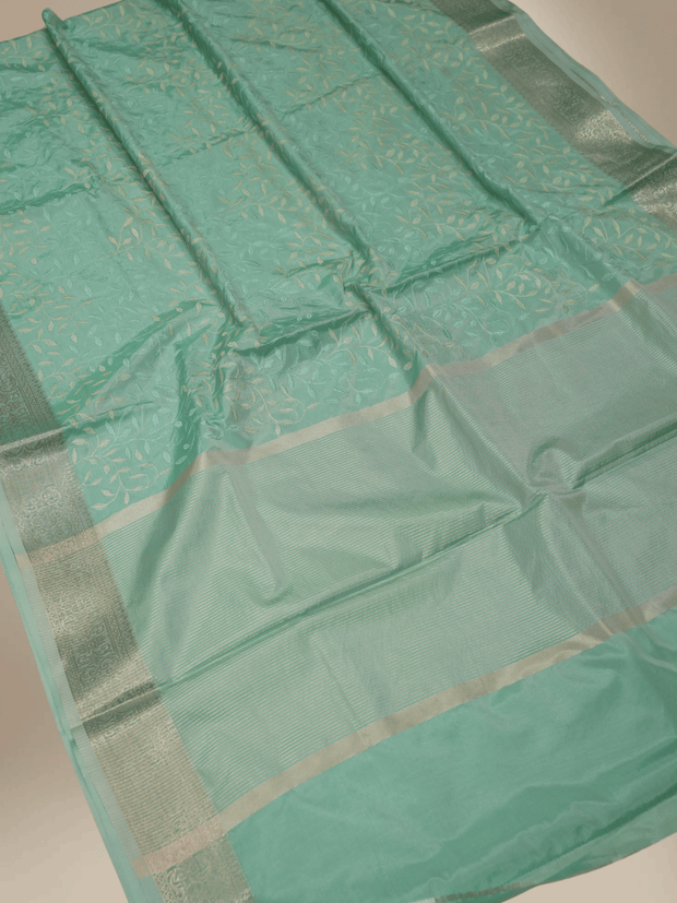 Light Saffair Colour Fancy Silk Banarasi saree with Jaal Embroidery designs in Jaqart Border