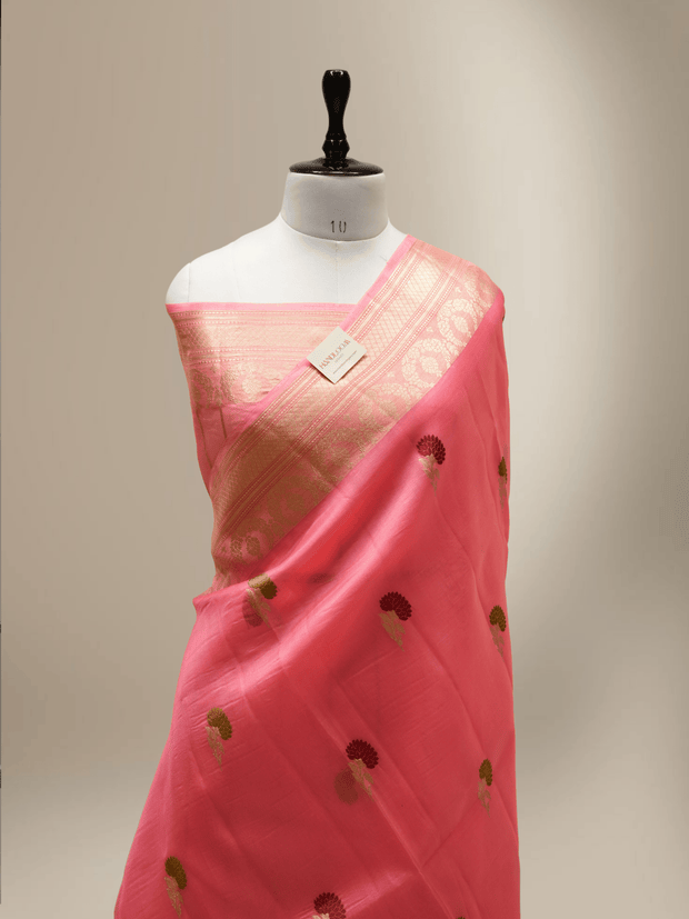 Light Pitch Colour Pure Kadwa Kora Silk Banarasi Saree with Multi Resham Boota