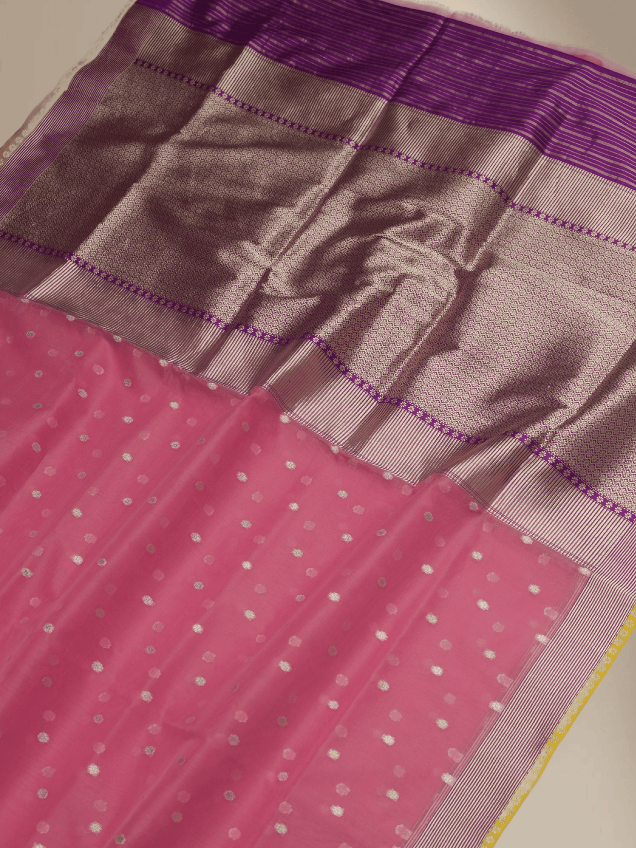 Pink Pure Kora Silk Sona Booti Kadua Motif Handloom Banarasi sarees