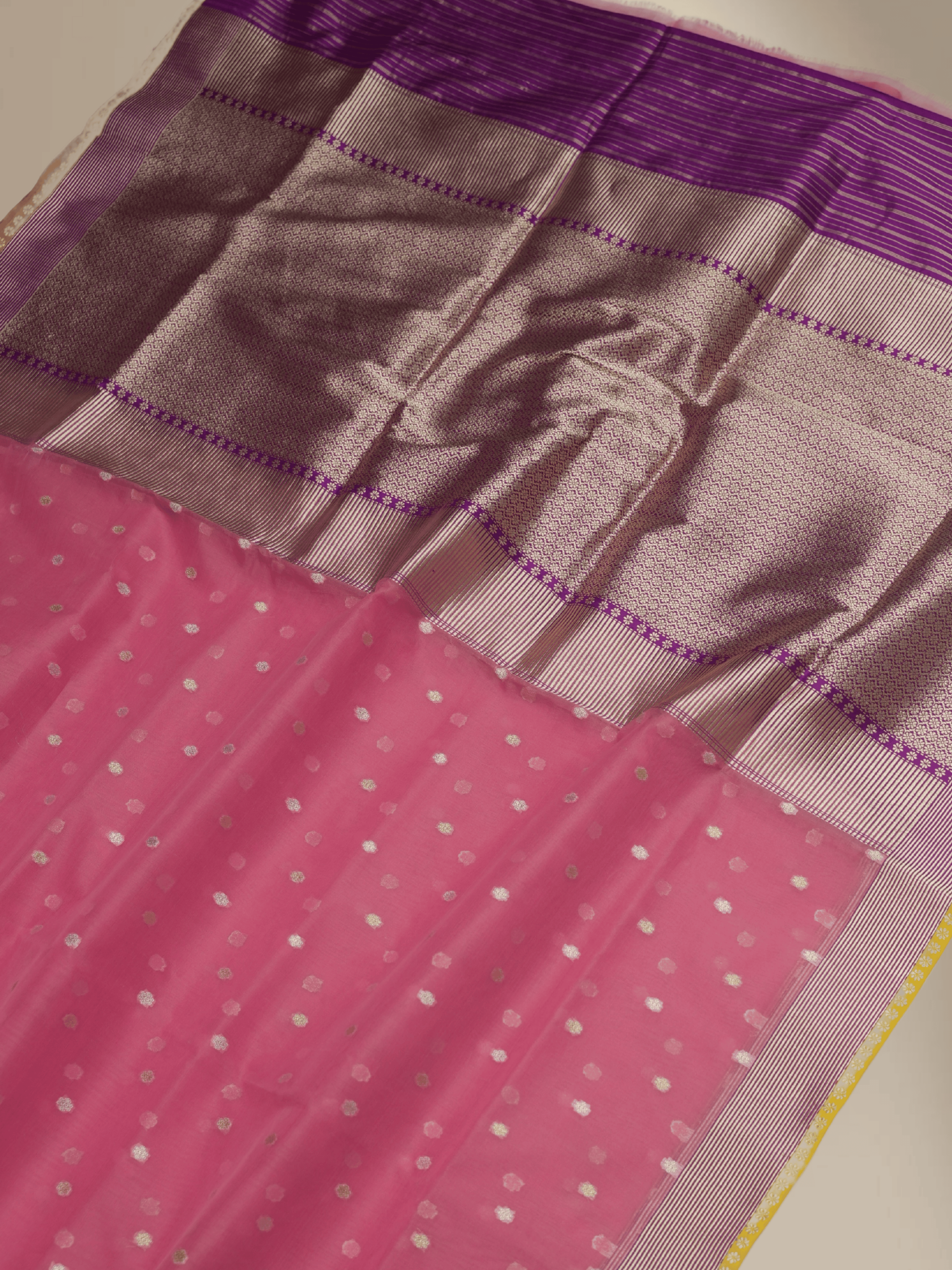 Pink Pure Kora Silk Sona Booti Kadua Motif Handloom Banarasi sarees